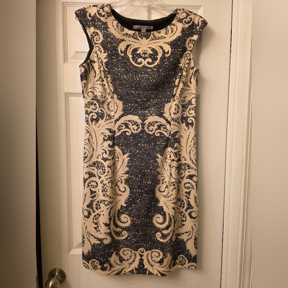 Maggy London Black and Cream Dress